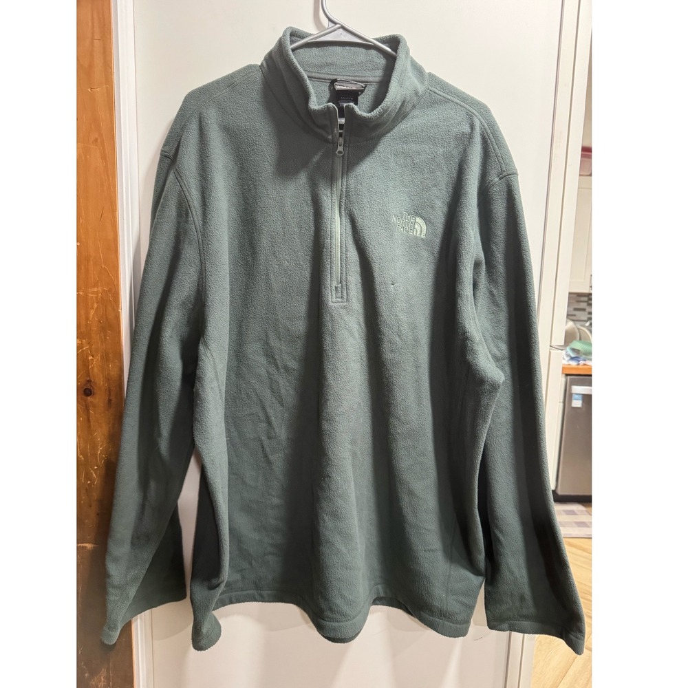The North Face Mens XXL TKA 100 Glacier‎ Quarter Zip Fleece Pullover Sage Green